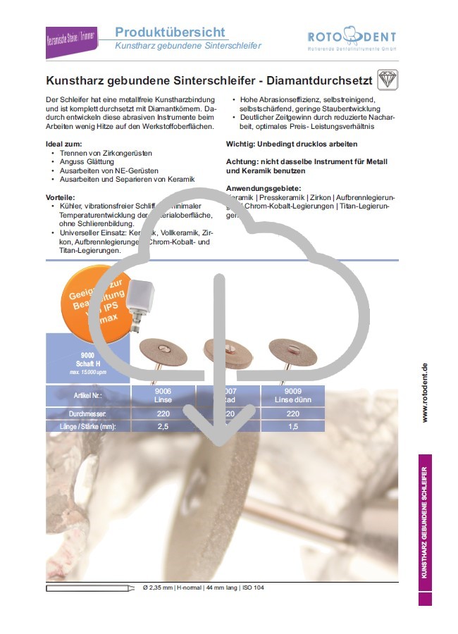 Download Produktübersicht Kunstharz gebundene Sinterschleifer