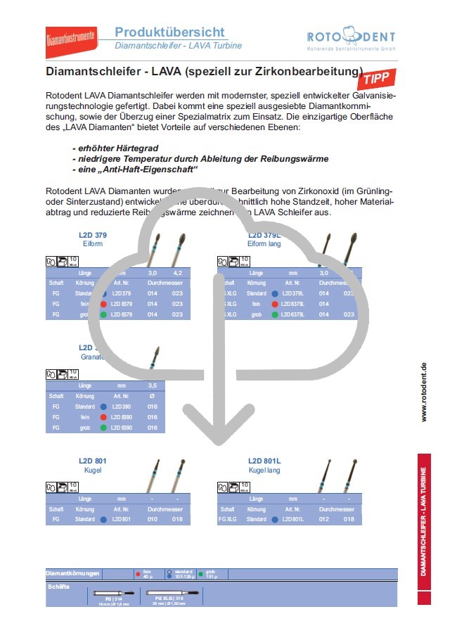 Download Produktübersicht LAVA Diamantschleifer Turbine