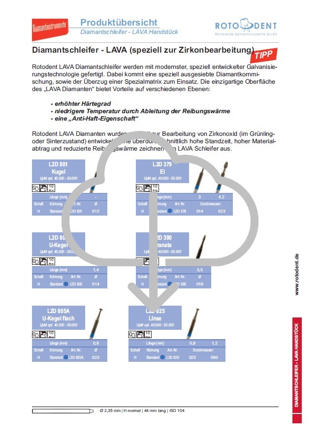 Download Produktübersicht LAVA Diamantschleifer Handstück