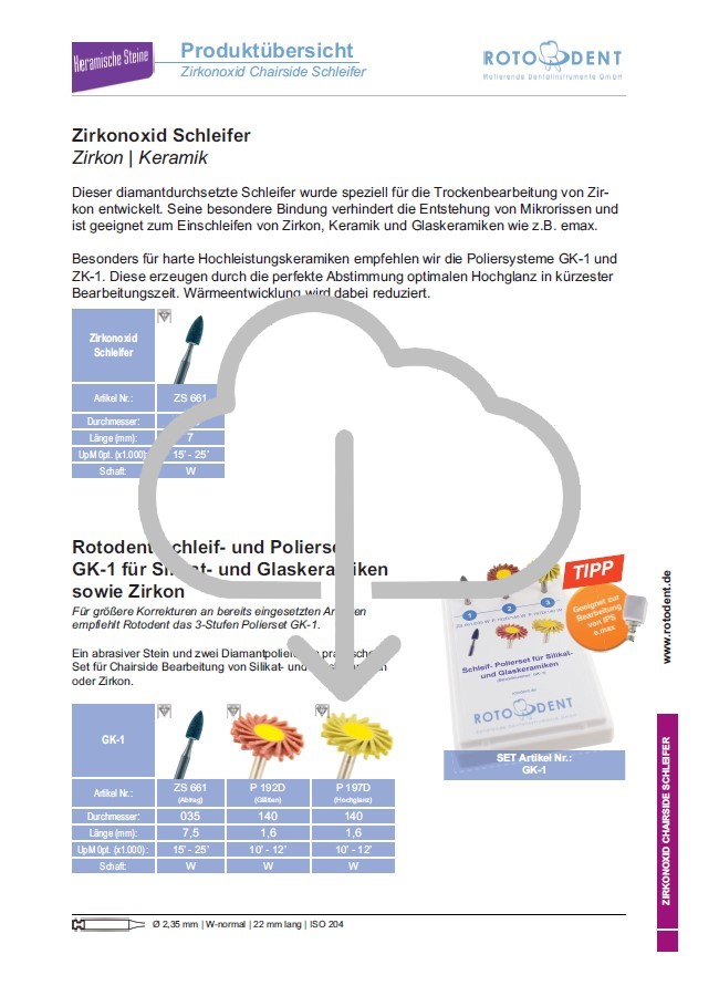 Download Produktübersicht Diamantschleifer zur Zirkonbearbeitung